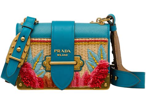 prada cahier floral straw blue|Ink Blue/black Leather Prada Cahier Bag .